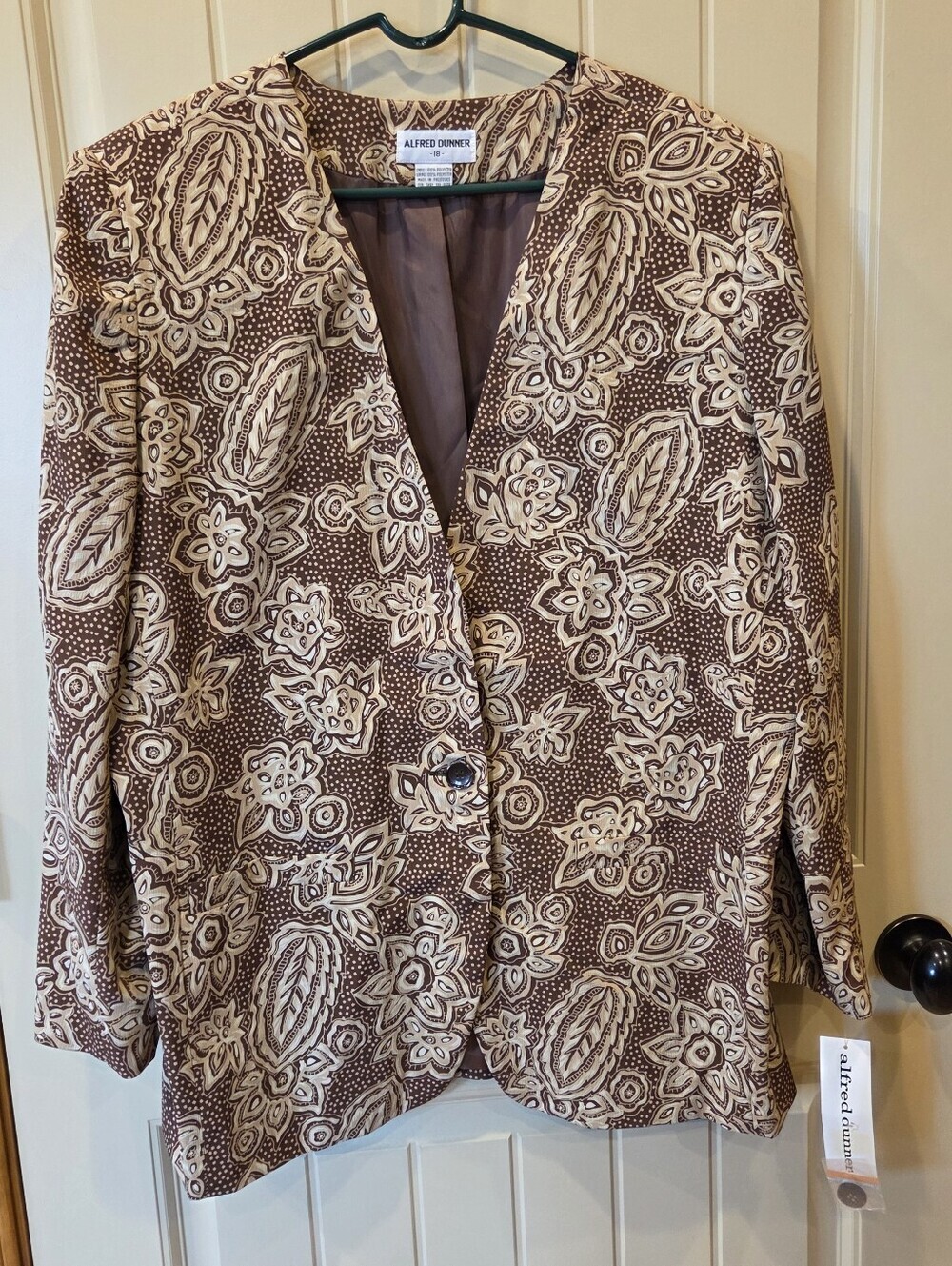NWT Alfred Dunner Brown Floral Paisley Textured Lightweight Blazer Plus Size 18 - Picture 2 of 13